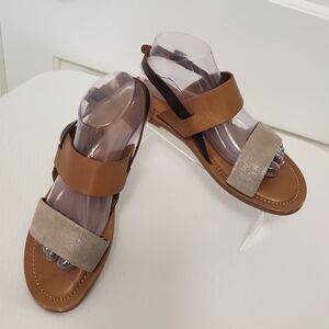 Fat Face Lyla Double Strap Buckle Close Leather Sandals Size 41, US 9/9.5 casual